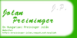 jolan preininger business card