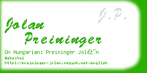 jolan preininger business card